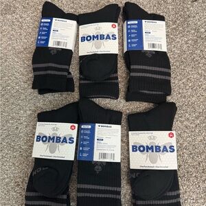 Bombas Set of 6 Mid-Calf Black Socks- Size Medium